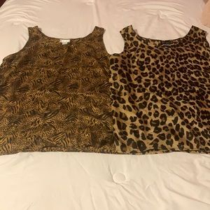 NWOT.  2 100% Silk leopard print light tank tops.